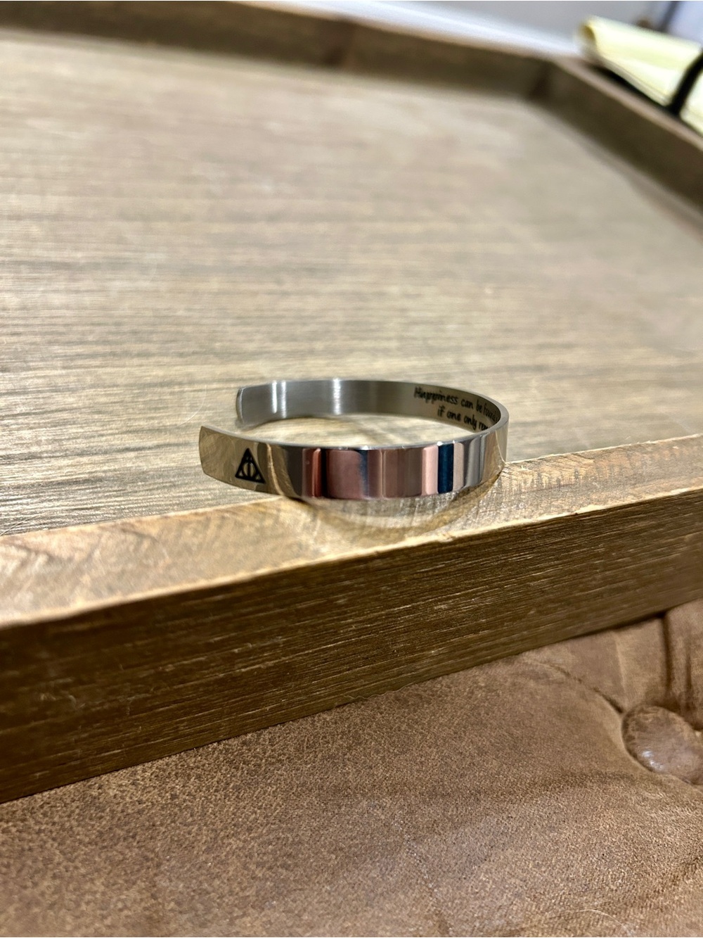 Harry Potter Engraved Silver Cuff Bracelet